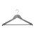 Matt Grey Wooden Hangers with Trouser Bar and Shoulder Notches - 45 cm