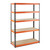 Multipurpose Freestanding Shelving Unit - Black/Orange - Up to 350Kg UDL Per Shelf - H1800 x W1200 x D400 mm
