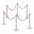 6 x Premium Rope Barrier Posts - Polished Stainless Steel Posts with 5 x Red Twisted Ropes