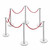 6 x Rope Barrier Posts - Polished Stainless Steel Posts with 5 x Red Velvet Ropes