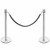 Pair of Premium Rope Barrier Posts - Polished Stainless Steel Posts with Black Twisted Rope