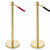 Pair of Premium Rope Barrier Posts - Polished Gold Stainless Steel Posts with Twisted Rope