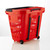 Red Plastic Shopping Basket With Wheels And Telescopic Handle - 34L