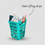 Turquoise Plastic Shopping Basket With Wheels And Telescopic Handle - 52L