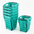 Turquoise Plastic Shopping Basket With Wheels And Telescopic Handle - 52L