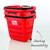 Pack of 10 Red Plastic Shopping Basket With Wheels And Telescopic Handle - 34L