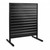 Black Floor-Standing Double-Sided Slatwall Display Gondola with Aluminium Inserts Black Floor-Standing Double-Sided Slatwall Display Gondola with Aluminium Inserts
