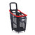 Pack of 6 Large Black/Red Plastic Shopping Basket With Wheels And Fixed Handle - 65L