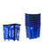Pack of 9 Extra Large Blue Plastic Shopping Basket With Black Handle and Wheels - 80L