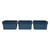 3 x Blue Linen Texture Medium Storage Baskets