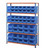 Multipurpose Shelving With 48 x Blue Plastic Part Bins - H1600 x W1220 x D305mm
