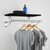 Black Wall-Mounted Wooden Shelf with Heavy Duty Hanging Rail