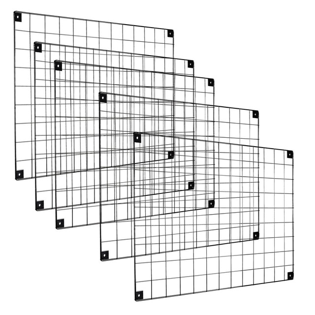 Black Grid Mesh Panel Builtin Wall Brackets H692 x W997mm