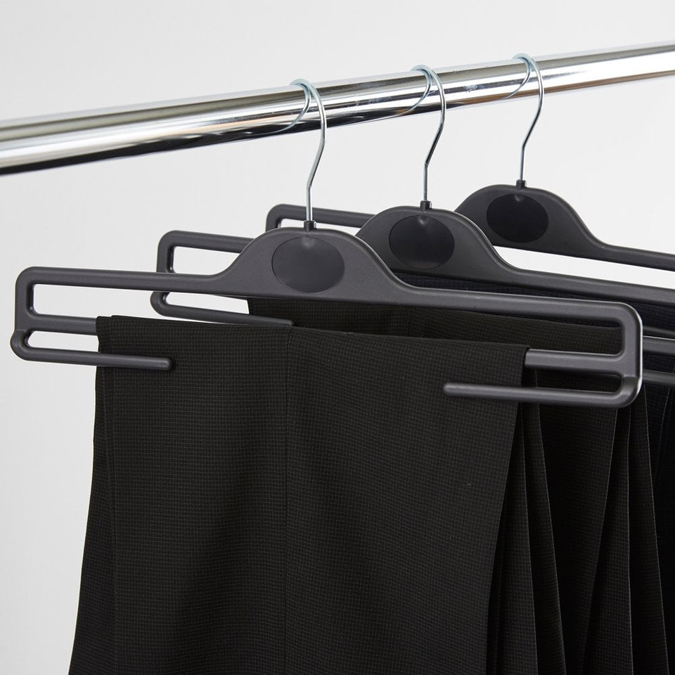 Black Plastic Trouser Hangers with Under Bars - 35.5 cm - Choice of ...