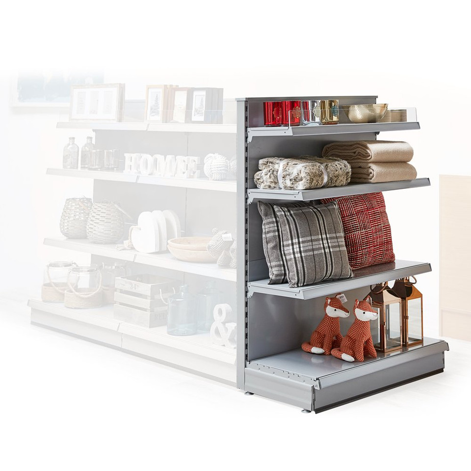 Silver End Bay for Retail Shelving Gondola Bays H1400 x W1000mm