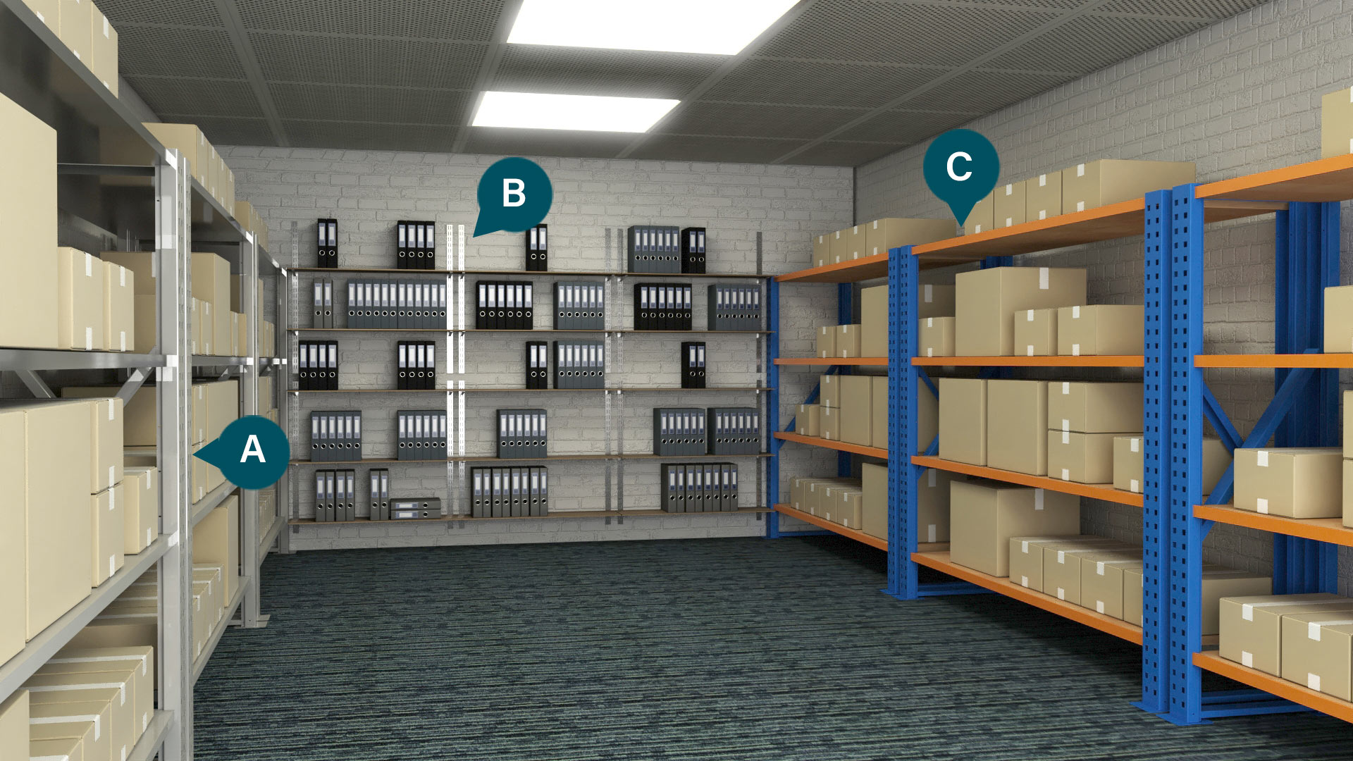 CGI archive area with labelled recommended products