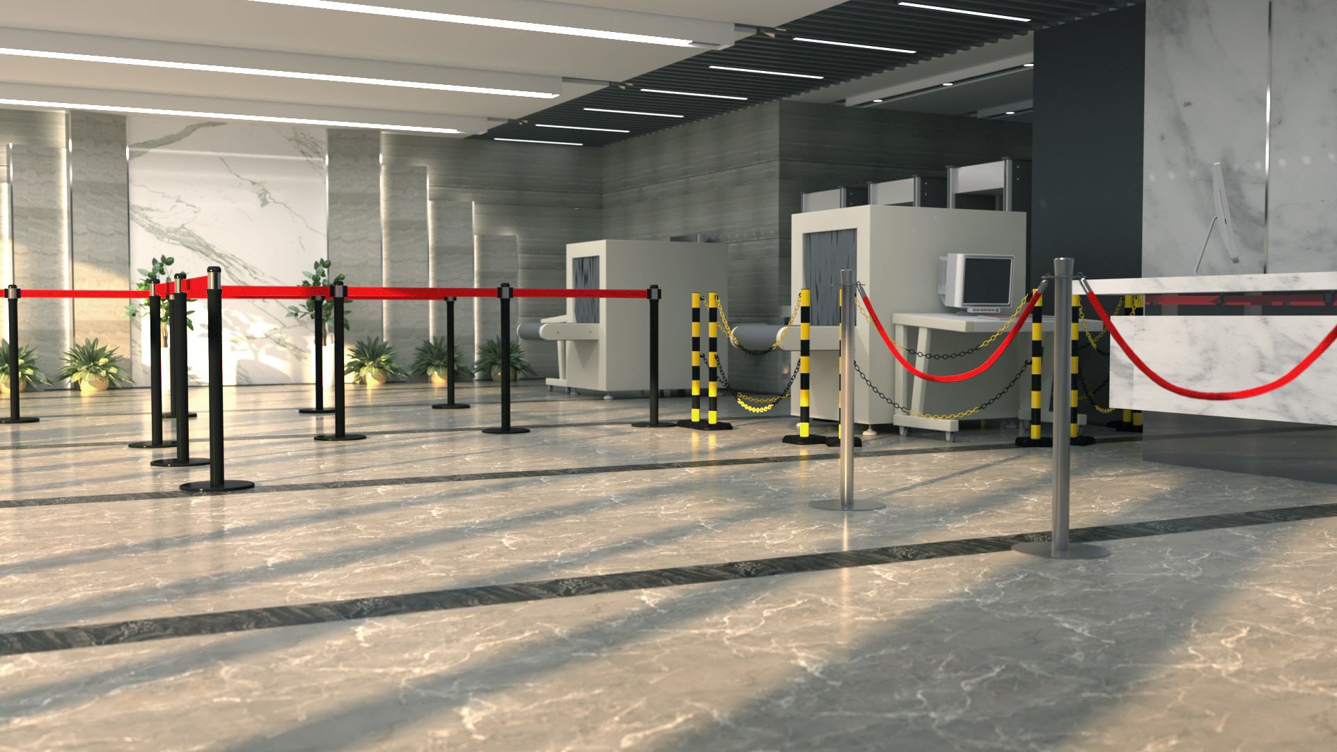 Queue management with barriers concept image
