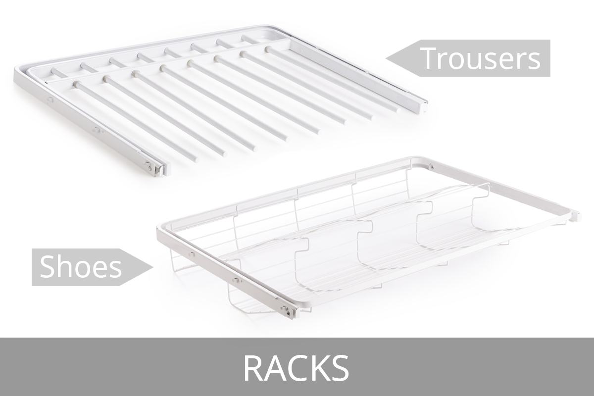 Trouser and shoe rack components