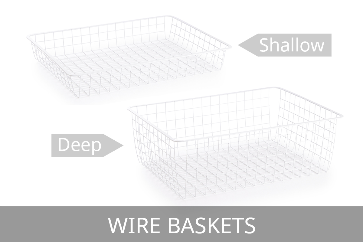 Shallow and deep wire basket components