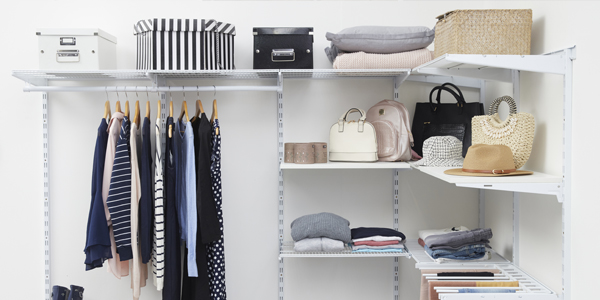 Assembled Flexx shelving displaying clothes and accessories