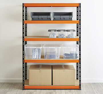 Multipurpose shelving unit with boxes and pick bins