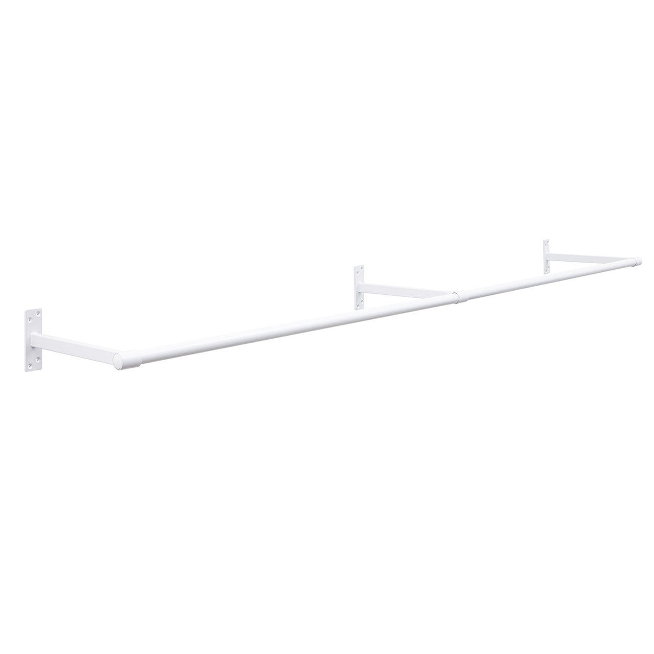 2m Gloss White Wall-Mounted Hanging Clothes Rail with Support Arms