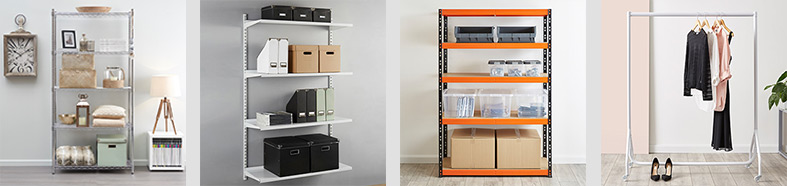 A series of different shelfs, filled with multiple products