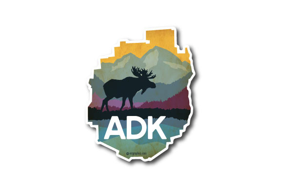 ADK Park Moose & Mountains Die Cut Sticker - Mountain Graphics