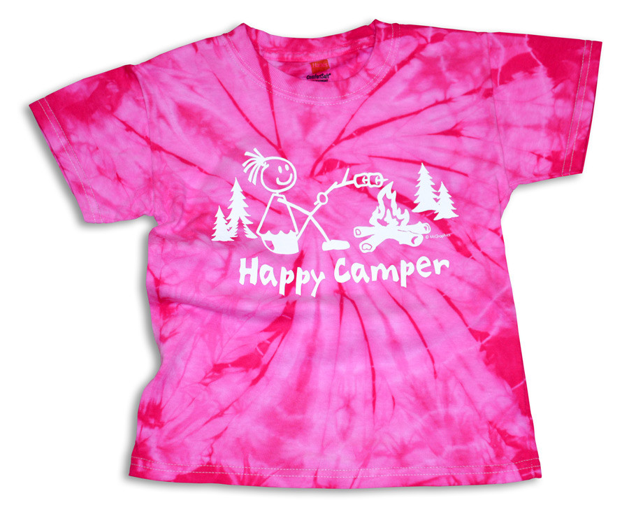 Happy Camper Campfire Girl's T-shirt | Mountain Graphics| Free