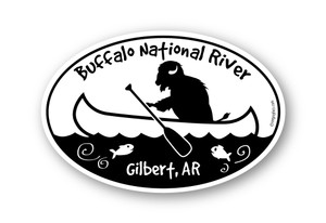 Wholesale Buffalo in Canoe Oval Sticker Wholesale Buffalo in Canoe Oval Sticker