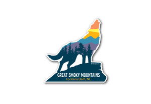 Wholesale Wolf & Mountains Die Cut Sticker Wholesale Wolf & Mountains Die Cut Sticker