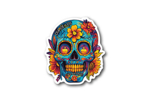 Blue Sugar Skull Die Cut Sticker Blue Sugar Skull Die Cut Sticker