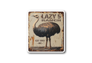 Ostrich Metal Sign Die Cut Sticker Ostrich Metal Sign Die Cut Sticker