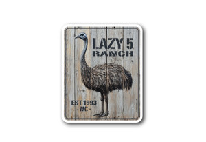 Ostrich Wood Sign Die Cut Sticker Ostrich Wood Sign Die Cut Sticker