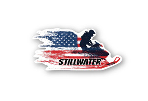 Snowmobile Flag Splash Sticker