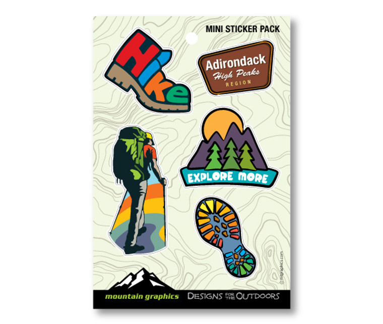 Hiking Icon Die Cut Sticker Pack - Topo