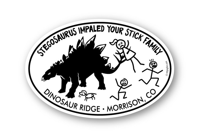 Wholesale Stegosaurus & Stick Family Oval Sticker