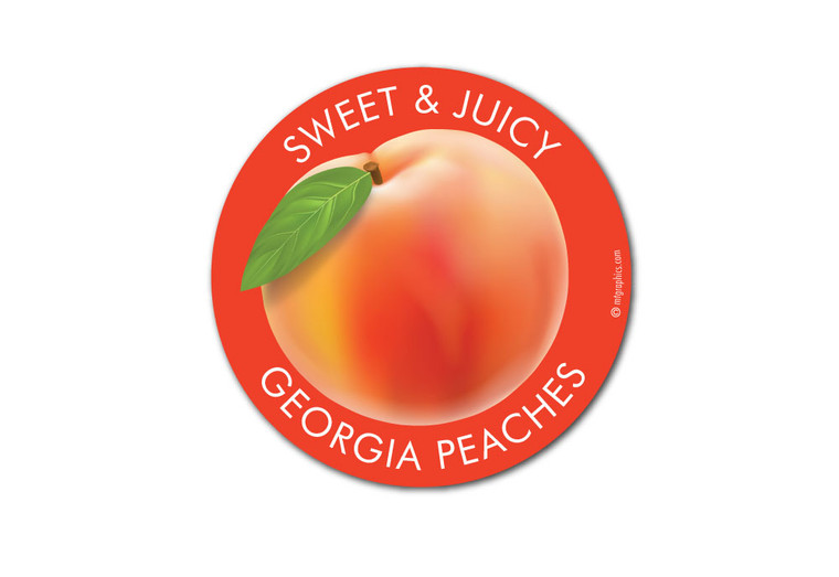 Wholesale Sweet & Juicy Peaches Round Sticker