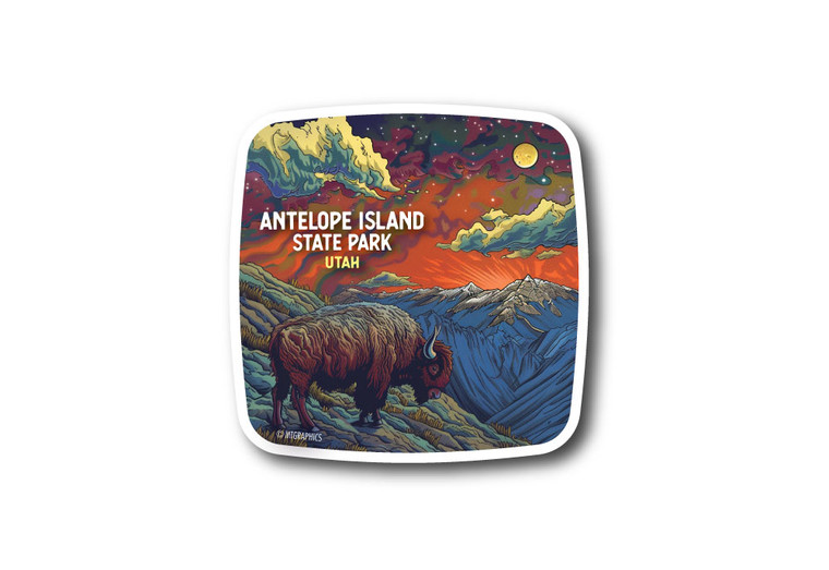 Bison Night Sky Die Cut Sticker