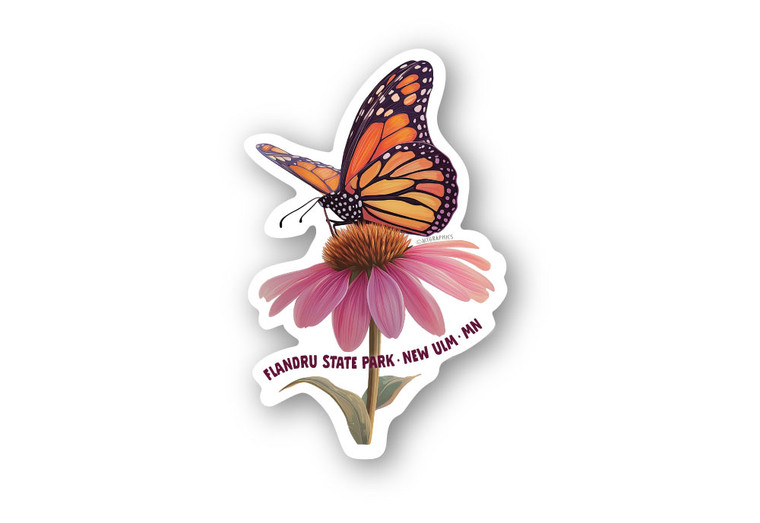 Monarch on Cone Flower  Sticker