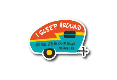 Wholesale I Sleep Around Camper Die Cut Sticker - Mountain Graphics