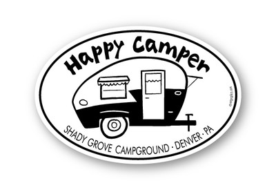 Wholesale Happy Camper Retro Sticker - Mountain Graphics