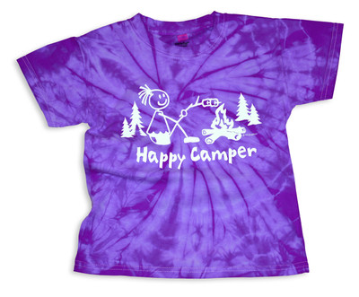 Happy Camper Campfire Girl's T-shirt | Mountain Graphics| Free