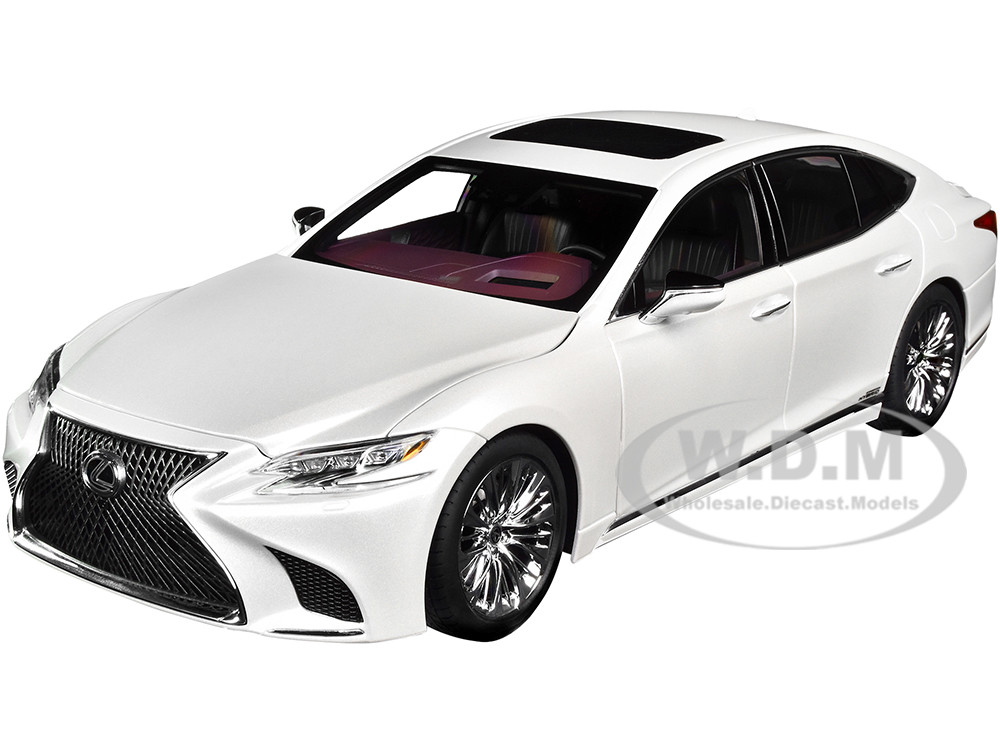 Lexus LS500h Sonic White Metallic Crimson Black Interior 1/18