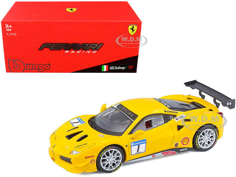 2017 Ferrari 488 Challenge #1 Yellow 1/43 Diecast Model Car