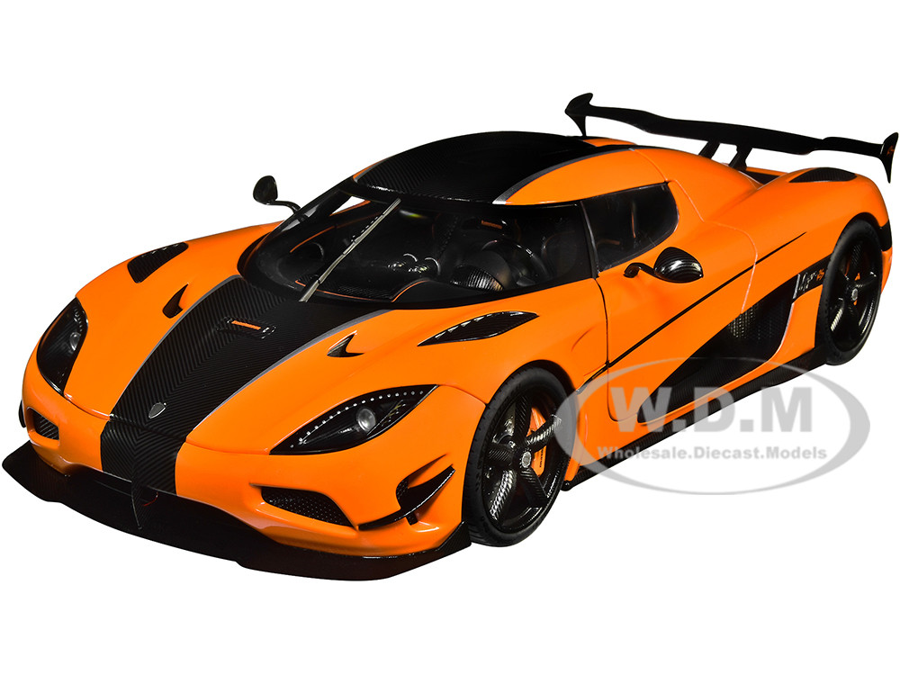 Koenigsegg Agera RS Cone Orange Black Carbon Accents 1/18 Model