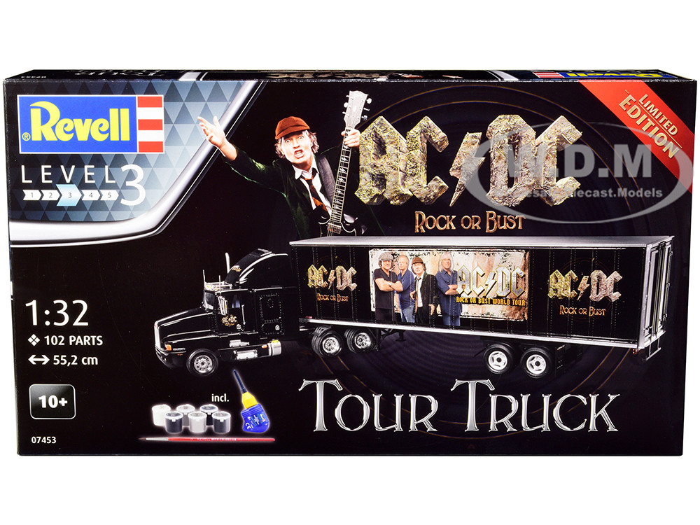 AC/DC 希少品プラモデル！！Tour Truck　未使用！箱凹み特価！！ Level 3 Model Kit Kenworth Tour Truck AC/DC Rock or Bust 1/32