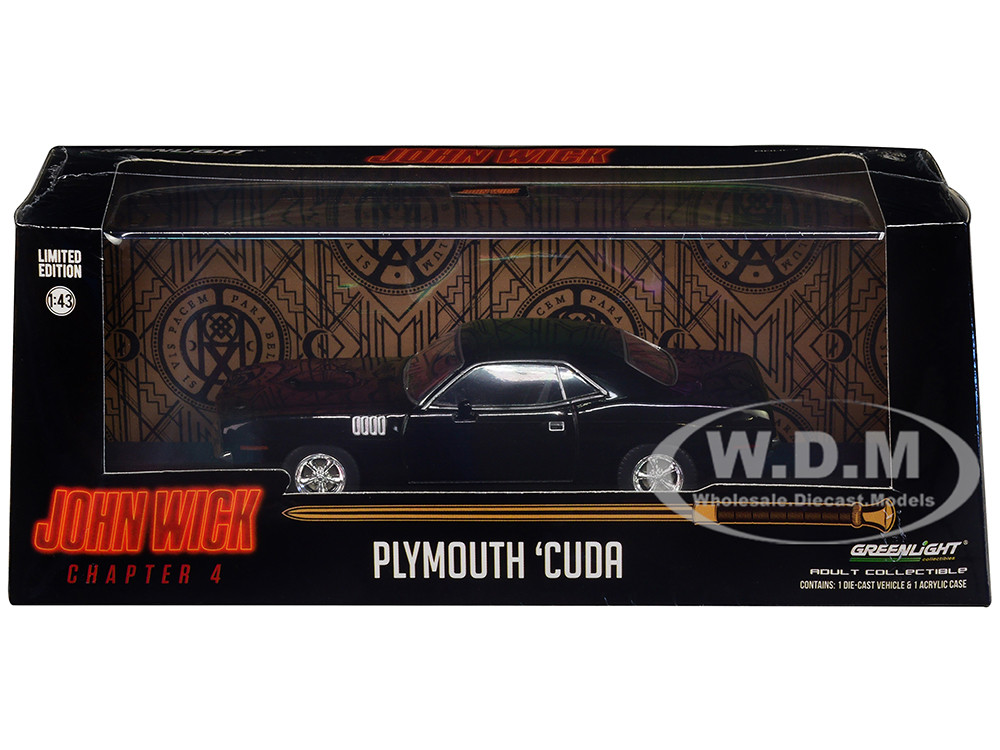 1971 Plymouth Barracuda Black John Wick Chapter 4 2023 Movie