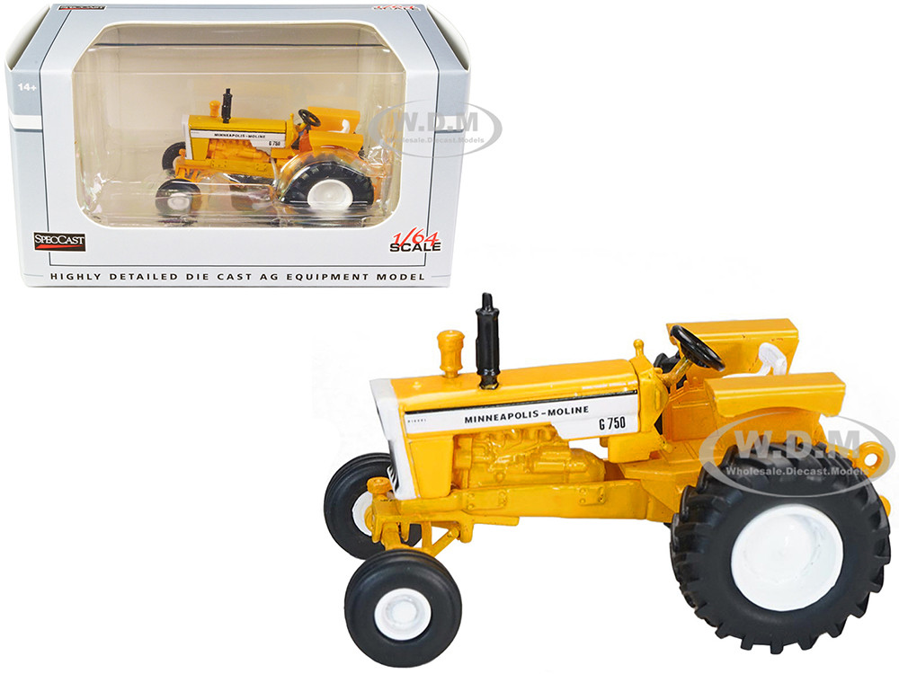 Minneapolis Moline G750 Wide Front Tractor Yellow 1/64 Diecast