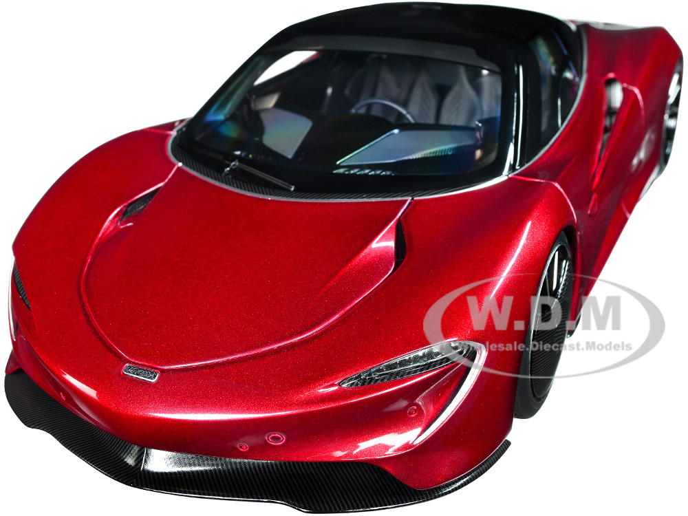 McLaren Speedtail Volcano Red Metallic with Black Top and Suitcase